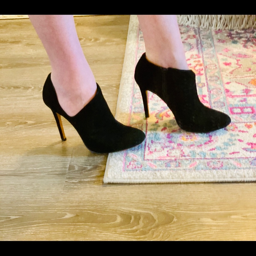 Black kid suede booties